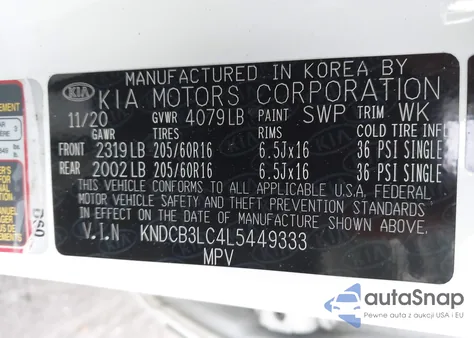 2020 Kia Niro Lx z USA, uszkodzony, nr VIN KNDCB3LC4L5449333